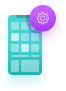 Illustration of a mobile phone with app icons on it